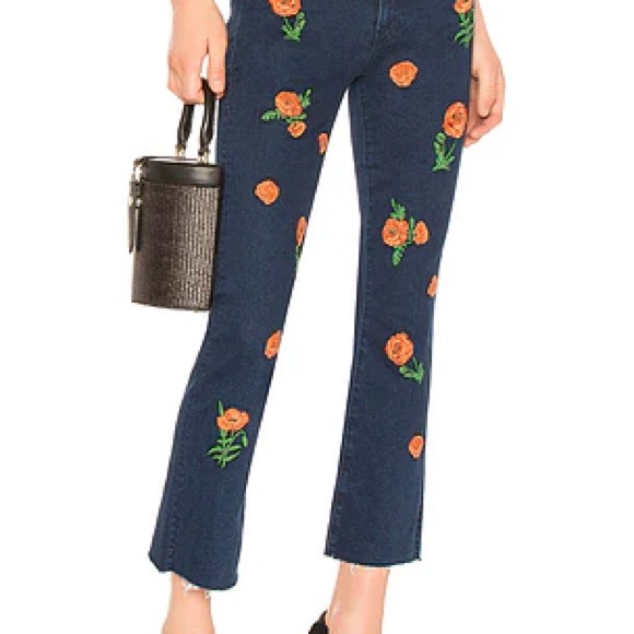 Mother Denim The Hustler Ankle Fray Women’s Field of Poppies Floral Embroidered - Picture 2 of 12